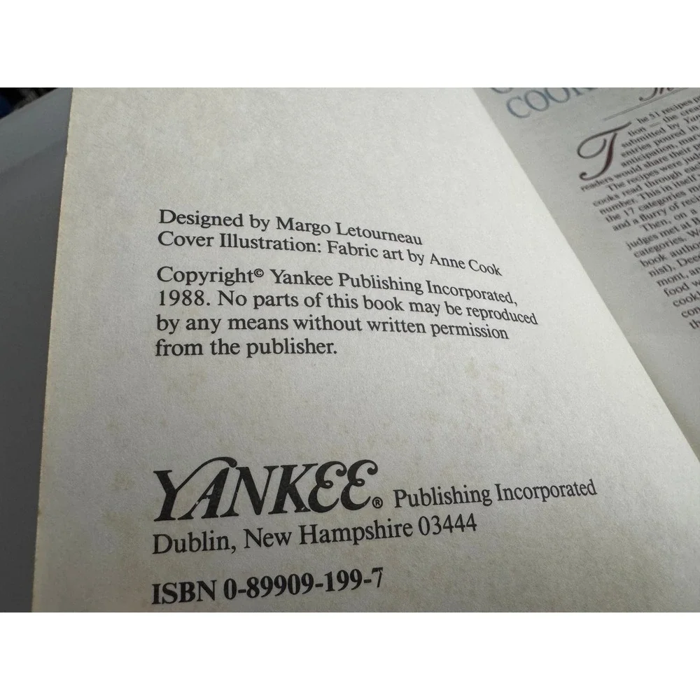 Yankee New England‎ Cook-Off Cookbook 1988 Booklet Recipes Ephemera